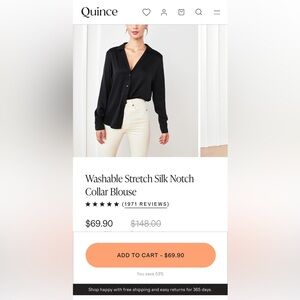 Quince washable silk shirt, S size